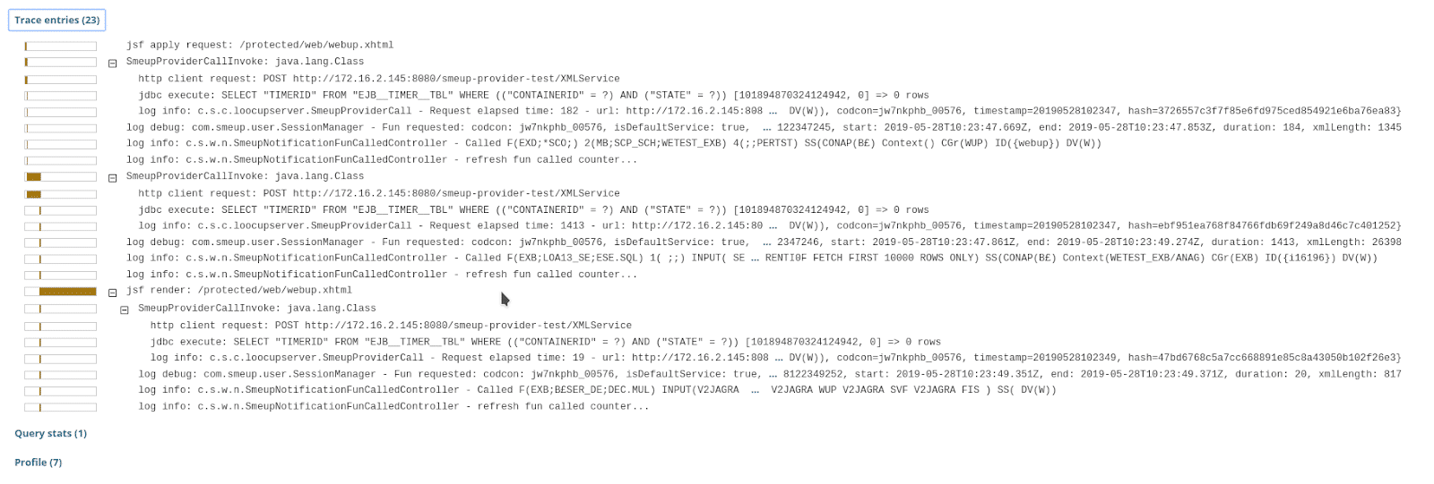 smeup dettaglio trace entries