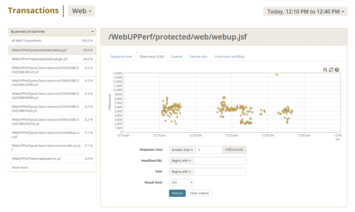 smeup slow traces glowroot url webup