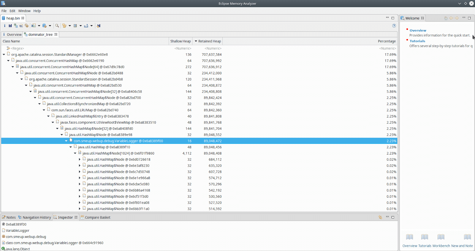 smeup dominator tree heap dump memory leak